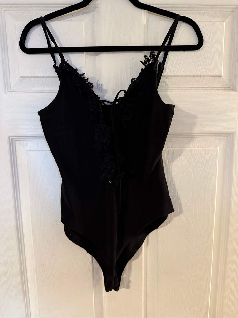 Black Lace-Trim Bodysuit